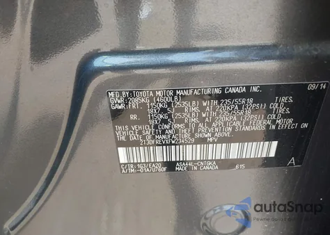 2015 Toyota Rav4 Limited z USA, uszkodzony, nr VIN 2T3DFREVXFW234529